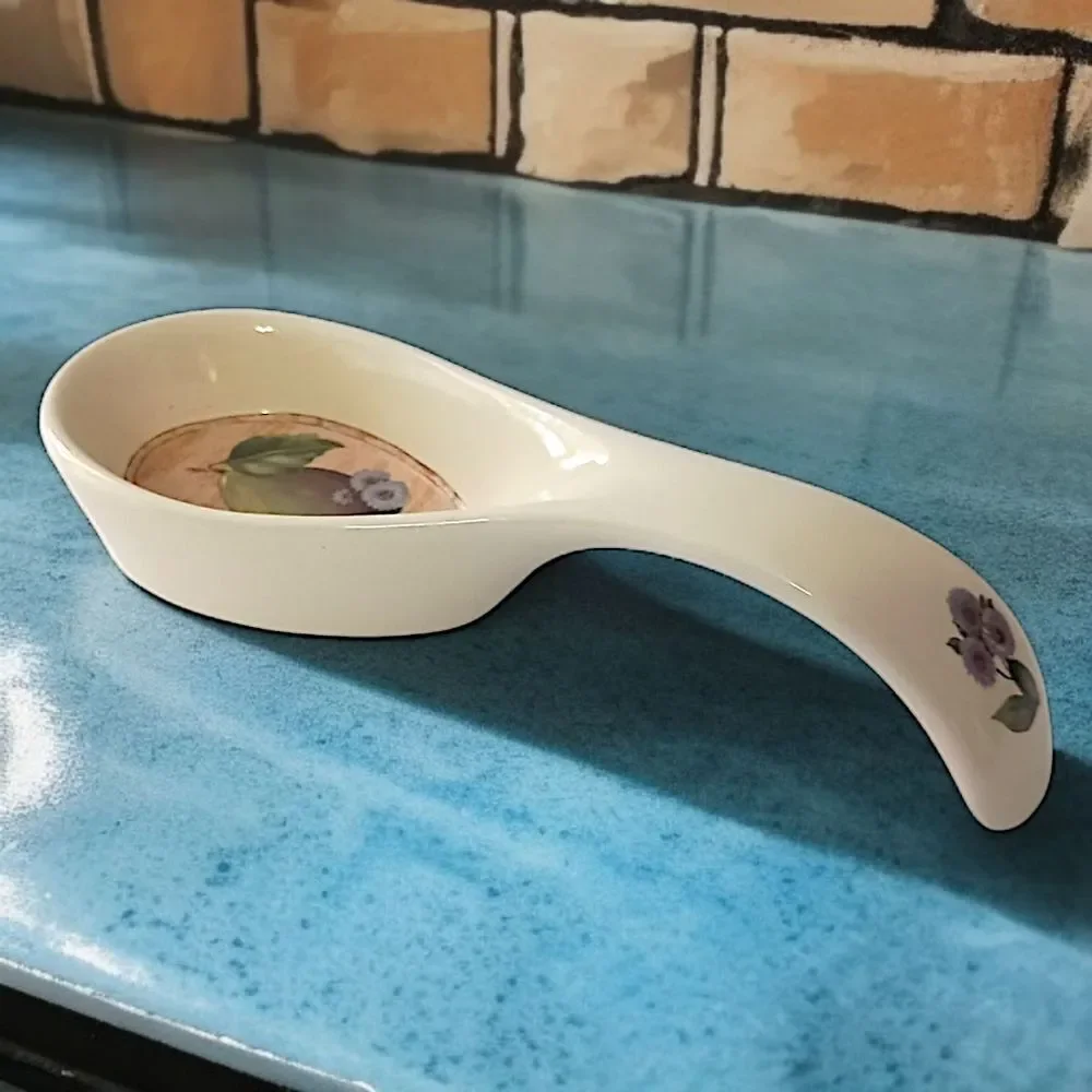 Certified International Windsor Pear Spoon‎ Rest Holder Pam Gladding Ceramic Vtg